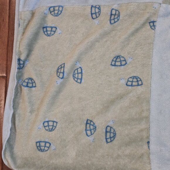 Light Blue Green Checkered Baby Blanket Turtle Turtles Soft Patchwork - Picture 7 of 9